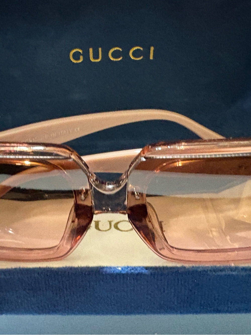 Gucci Translucent Pink Square Sunglasses brand new. Made in Italy.